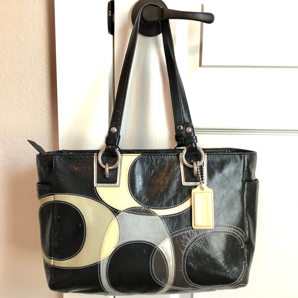 Coach Patent Leather Inlaid Tote—EUC